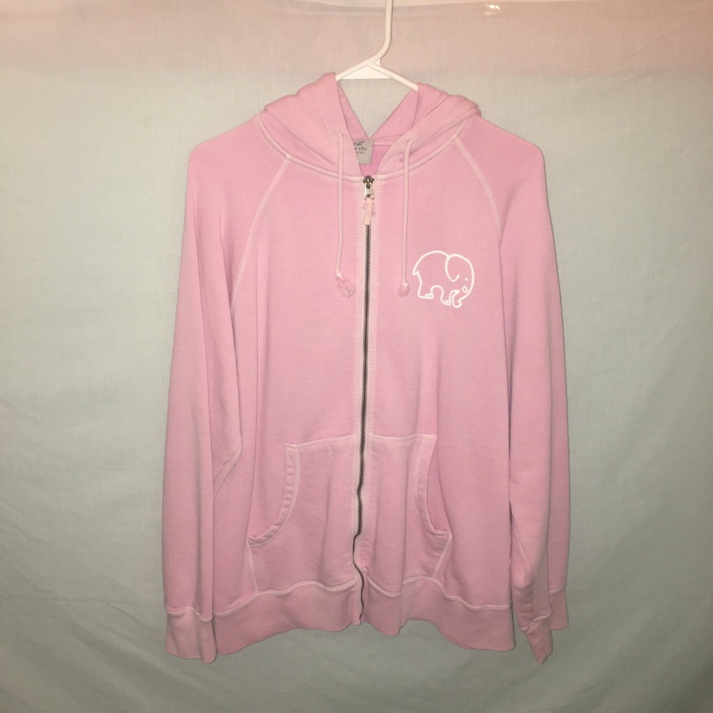 Ivory Ella Light Pink Womens Oversized Small Zip-Up Drawstring White Logo Hoodie